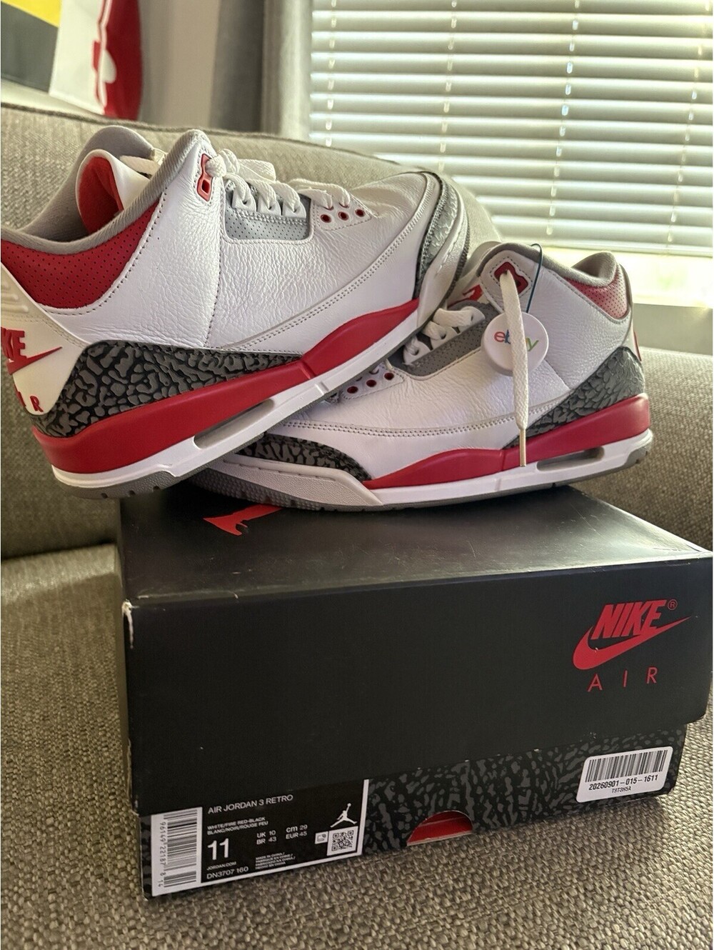 Size 11- Jordan 3 Retro Mid Fire Red